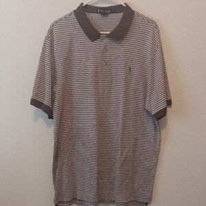 Daniel Cremieux Brown Striped Golf Polo Shirt, Size Xl